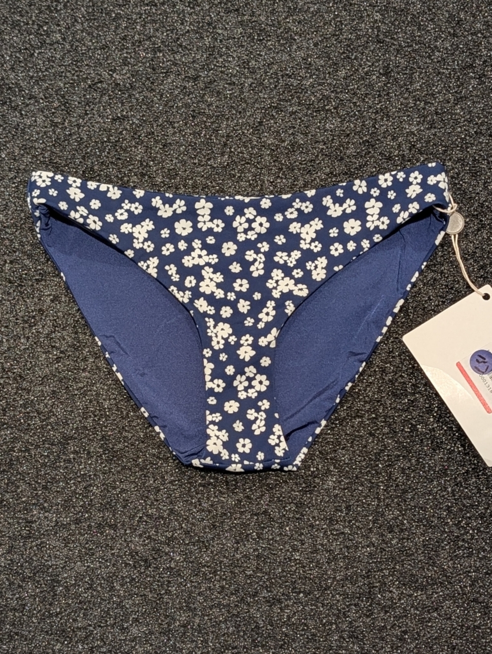 Onia White Floral Print Navy Blue Bikini Bottoms XS NWT